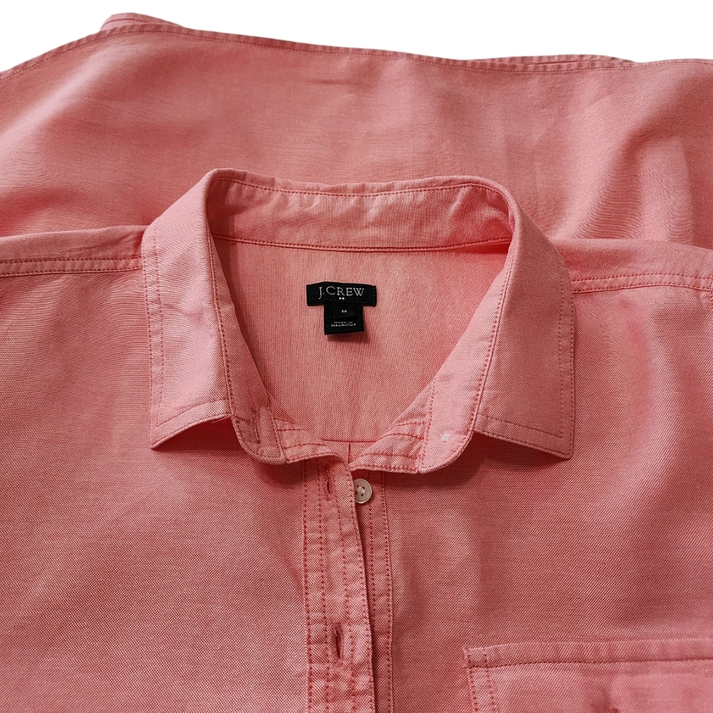 J. Crew Coral Half-Button-Up Shirt Size M - Picture 10 of 16